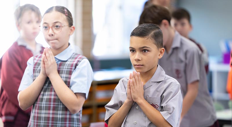 Students praying